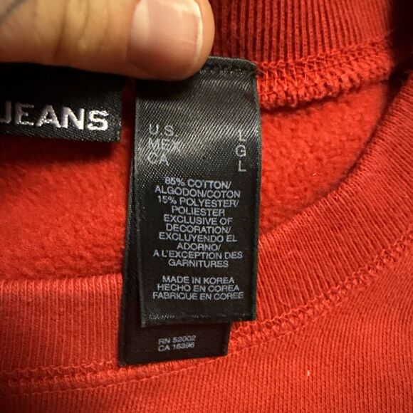 Vintage DKNY Jeans Spell out Crewneck Womens L Red Long Sleeve Stitched‎ Sweater - Picture 4 of 10